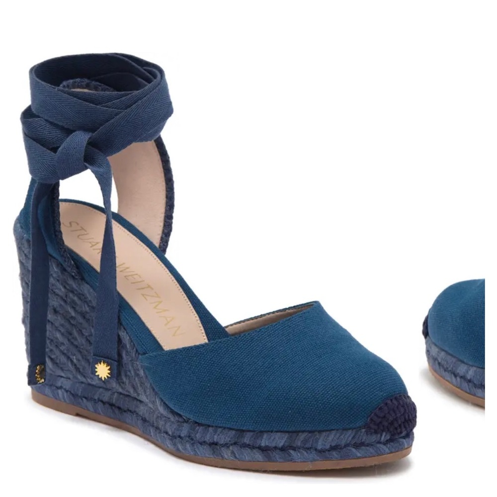 stuart weitzman canvas espadrille wedge- marguerita
